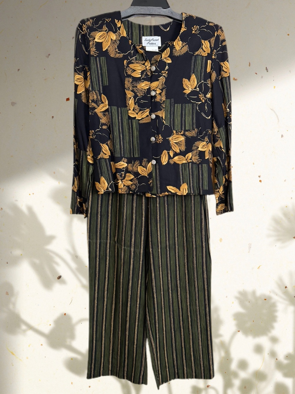 VTG LADY CAROL PETITES | 2-PC FLORAL MOTIF PANT SET